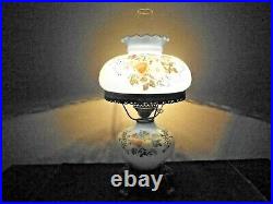 Gwtw A Vintage 3-way Fancy Blue Milk-glass Floral Display Table Hurricane Lamp