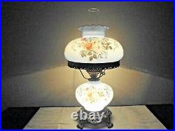 Gwtw A Vintage 3-way Fancy Blue Milk-glass Floral Display Table Hurricane Lamp