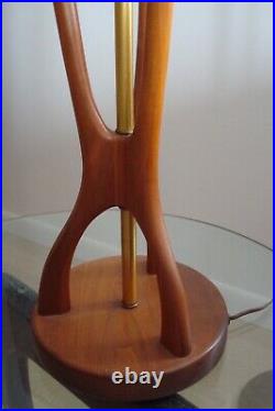 HUGE MID-CENTURY DANISH MODERN Vintage Walnut Brass MCM TABLE LAMP Modeline Era