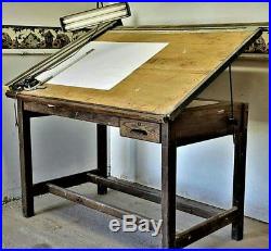Hamilton Drafting Table-KE EasyFlow MARK 11 Drafting Machine& Vintage Dazor Lamp
