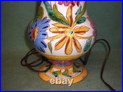 Hand Painted Antique Italian Ceramic Multicolor Table Lamp Double Bulb Light Hand Painted Antique Italian Ceramic Multicolor Table Lamp Double Bulb Light