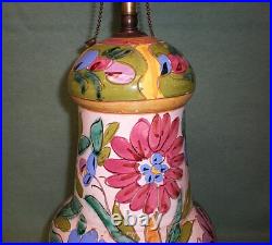 Hand Painted Antique Italian Ceramic Multicolor Table Lamp Double Bulb Light Hand Painted Antique Italian Ceramic Multicolor Table Lamp Double Bulb Light