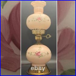 Hand Painted Double Ball Small Parlor/Boudoir 3-Way Electric Lamp c1960 USA 14t