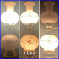 Hand Painted Double Ball Small Parlor/Boudoir 3-Way Electric Lamp c1960 USA 14t