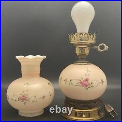 Hand Painted Double Ball Small Parlor/Boudoir 3-Way Electric Lamp c1960 USA 14t