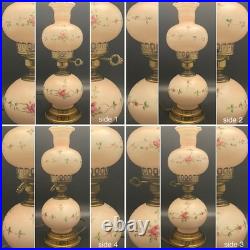 Hand Painted Double Ball Small Parlor/Boudoir 3-Way Electric Lamp c1960 USA 14t