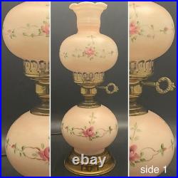 Hand Painted Double Ball Small Parlor/Boudoir 3-Way Electric Lamp c1960 USA 14t