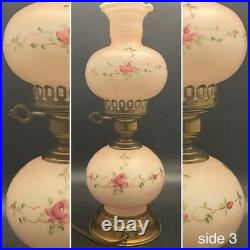 Hand Painted Double Ball Small Parlor/Boudoir 3-Way Electric Lamp c1960 USA 14t