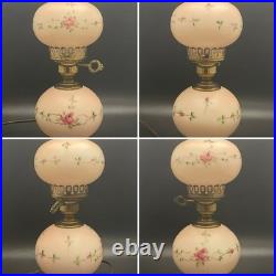 Hand Painted Double Ball Small Parlor/Boudoir 3-Way Electric Lamp c1960 USA 14t