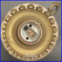 Hand Painted Double Ball Small Parlor/Boudoir 3-Way Electric Lamp c1960 USA 14t