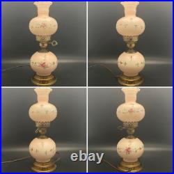 Hand Painted Double Ball Small Parlor/Boudoir 3-Way Electric Lamp c1960 USA 14t