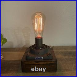 Handcrafted Luke Hobbs Design Wood & Brass Lamp Base Vintage