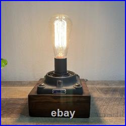 Handcrafted Luke Hobbs Design Wood & Brass Lamp Base Vintage