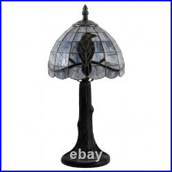 Handcrafted Stained Glass Raven Lamp Vintage Gothic Table Light for Home Decor