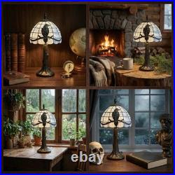 Handcrafted Stained Glass Raven Lamp Vintage Gothic Table Light for Home Decor