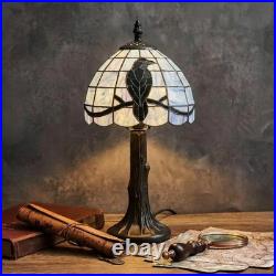 Handcrafted Stained Glass Raven Lamp Vintage Gothic Table Light for Home Decor
