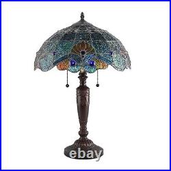 Handcrafted Tiffany Style Royal Blue Vintage Table Lamp 16 Shade