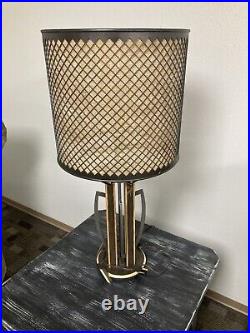 Handcrafted Wooden and metal table lamp. Vintage