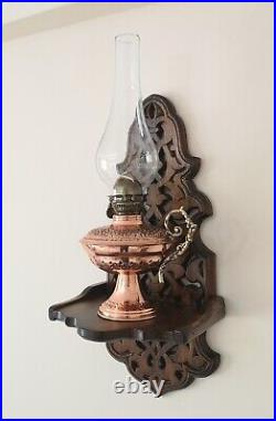 Handmade Copper Oil Lamp, Vintage Lamp, Kerosene, Hurricane Lamp, Table Lamp