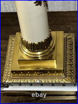 Hollywood Regency Neoclassical Column Table Lamp Brass Floral 33 Tall