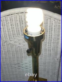 Hollywood Regency Neoclassical Column Table Lamp Brass Floral 33 Tall