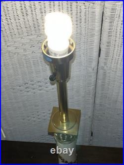 Hollywood Regency Neoclassical Column Table Lamp Brass Floral 33 Tall