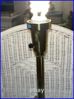 Hollywood Regency Neoclassical Column Table Lamp Brass Floral 33 Tall