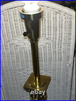 Hollywood Regency Neoclassical Column Table Lamp Brass Floral 33 Tall