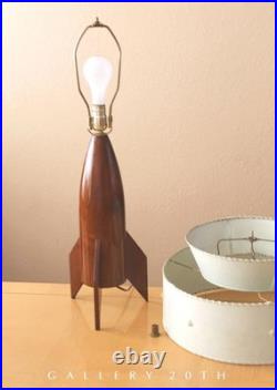 Icon! Danish MID Century Modern Rocket Table Lamp! 50s Rosewood Atomic Space Vtg