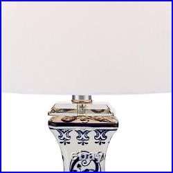 Iris Vintage Asian Chinese Style Table Lamp 28 Tall Porcelain Blue Floral Jar