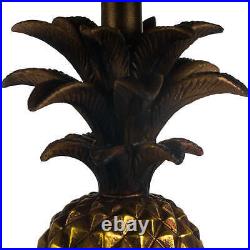 Isla Antique Gold Pineapple Shaped Table Lamp & Black Pleated Shade Luxury 59cm