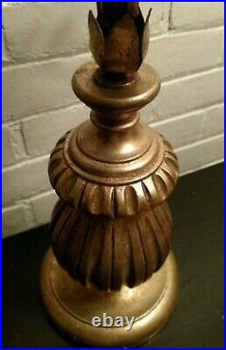 Italian MCM Hollywood Regency Wood Gold Gilded FOLIAGE PALM Table Lamp