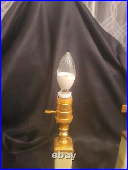 Jadeite Uranium Table Lamp With Brass Accents