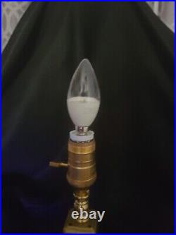 Jadeite Uranium Table Lamp With Brass Accents