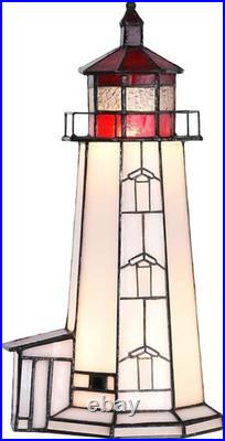 L10770 Peggy's Cove Lighthouse Tiffany Style Stained Glass Accent Table Lamp