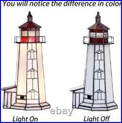 L10770 Peggy's Cove Lighthouse Tiffany Style Stained Glass Accent Table Lamp