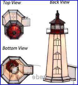 L10770 Peggy's Cove Lighthouse Tiffany Style Stained Glass Accent Table Lamp