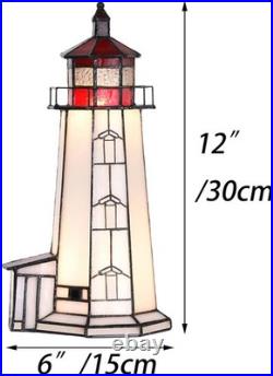 L10770 Peggy's Cove Lighthouse Tiffany Style Stained Glass Accent Table Lamp