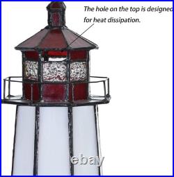 L10770 Peggy's Cove Lighthouse Tiffany Style Stained Glass Accent Table Lamp