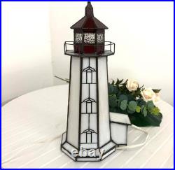 L10770 Peggy's Cove Lighthouse Tiffany Style Stained Glass Accent Table Lamp