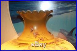 LARGE HURRICANE LAMP Gone With The Wind GWTW ANTIQUE vintage brass HAND PAINTED