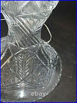 LARGE Vintage American Brilliant Crystal Lamp with Prisms