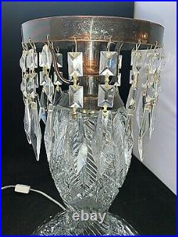 LARGE Vintage American Brilliant Crystal Lamp with Prisms