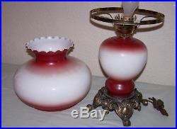 LARGE Vintage GWTW Gone With The Wind 4 Way RED Table Lamp Flowers hurricane XL