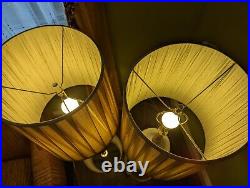LOCAL PICKUP 1960s Vintage Pair Mid Century Table Lamps White Pottery & Teak