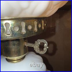 LOCAL PICKUP Pair Vintage L&L WMC Milk Glass Hurricane Lamps Lotus Dual Light