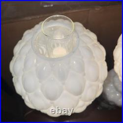 LOCAL PICKUP Pair Vintage L&L WMC Milk Glass Hurricane Lamps Lotus Dual Light