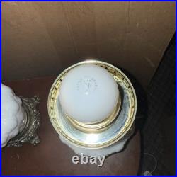 LOCAL PICKUP Pair Vintage L&L WMC Milk Glass Hurricane Lamps Lotus Dual Light