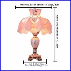 LOVAPO Vintage Pink Table Lamp Victorian Style with Button Switch Decorative