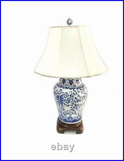 Lamp Porcelain Ginger Jar Blue & White Design Vintage Oriental Decor
